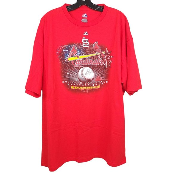 Majestic St Louis Cardinals T Shirt Size 2XL World Series 2011 Fall Classic Red - Picture 1 of 7